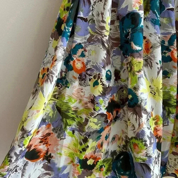 Minuet Floral Sweetheart Fit and Flare Dress, Blue/Green/Purple, Size Medium - Picture 13 of 16